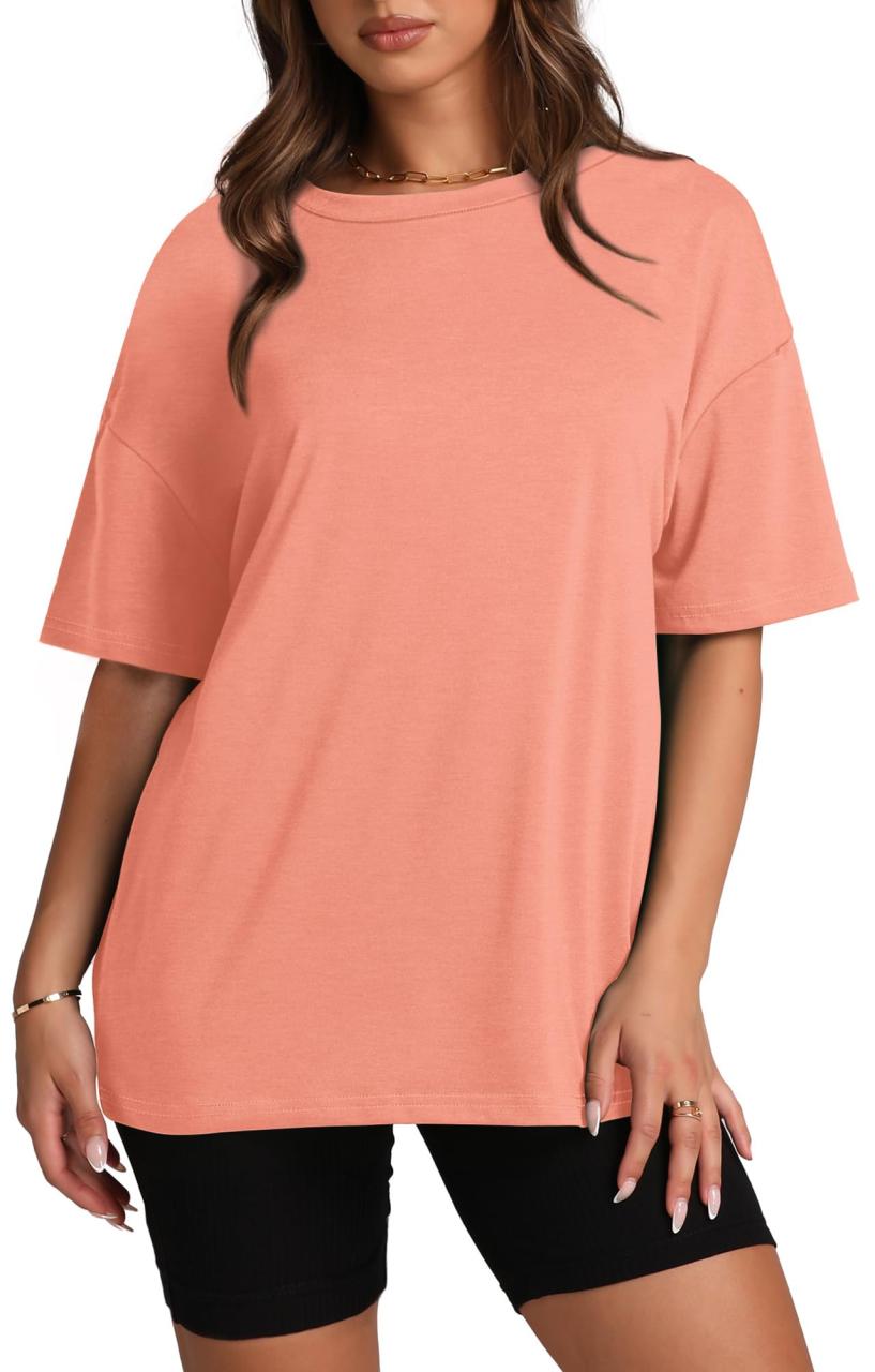 Oversized T Shirts for Women Summer Crewneck Short Sleeve Basic Tops Loose Fit