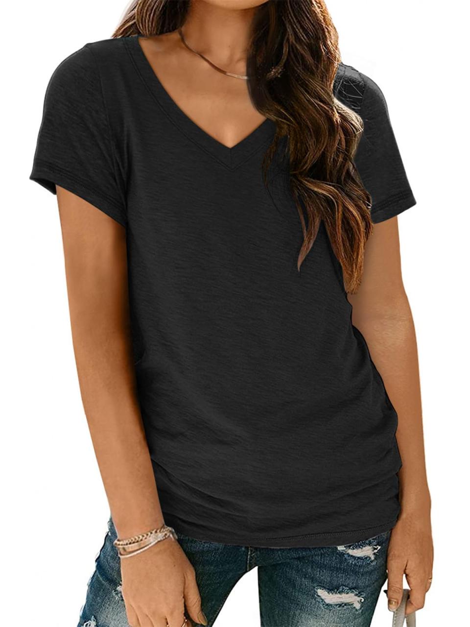 AUTOMET T Shirts Short Sleeve V Neck Tees for Women